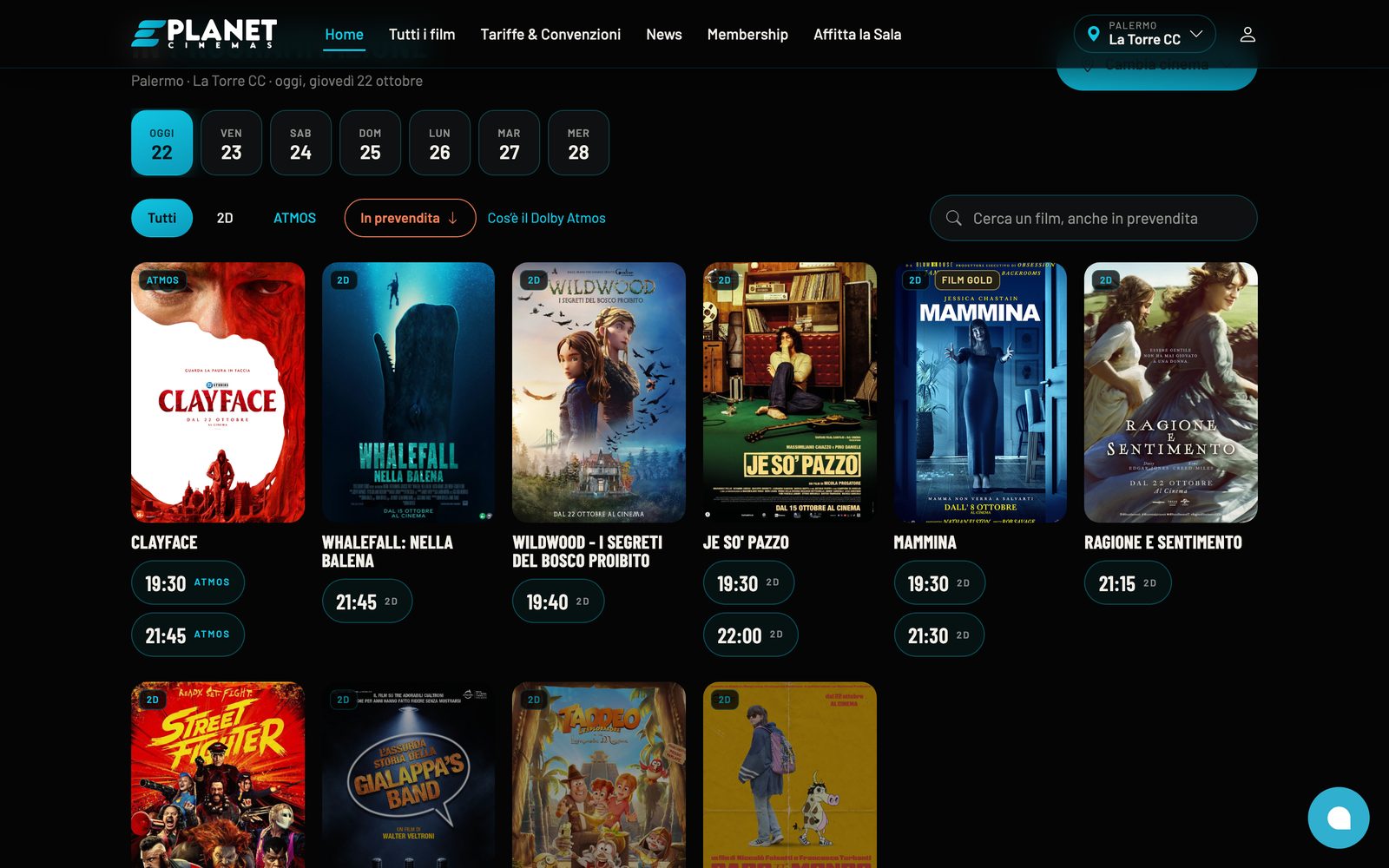 Il sito eplanetcinemas.it: programmazione del giorno di Eplanet La Torre con locandine e orari